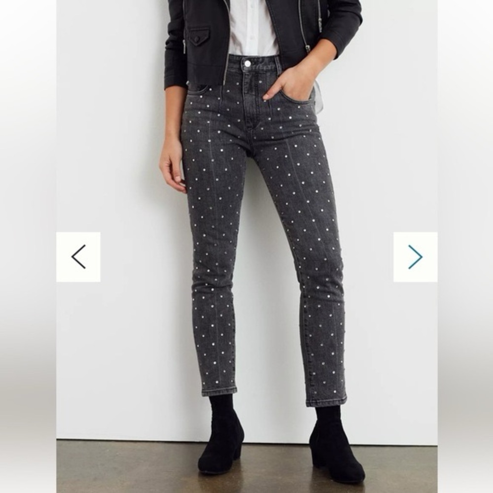NWT Anthropologie Pilcro Rhinestone Embellished High Rise Black Jeans 25 - Picture 10 of 12